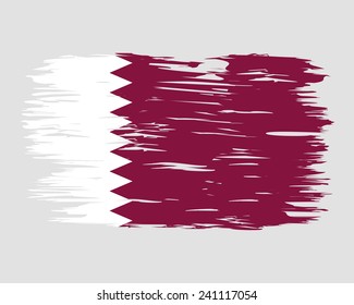 Flag Brush Qatar. painted brush colored inks. Symbol Independence Day National Patriotic Travel Country Background Grunge Paint Stock Vector Icon Logo Picture Image Illustration Political