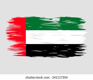 Flag Brush UAE. Painted brush colored inks. Symbol Independence Day National Patriotic Travel Country Background Grunge Paint Stock Vector Icon Logo Picture Image Illustration Political