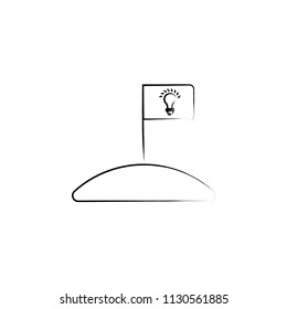 flag with bulb icon. Element of idea icon for mobile concept and web apps. Sketch style flag with bulb icon can be used for web and mobile. Premium icon on white background