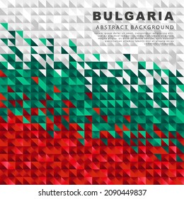 Flag of Bulgaria. Abstract background of small triangles in the form of the colorful white, green and red stripes of the Bulgarian flag. Vector illustration.