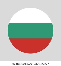 The flag of Bulgaria. Button flag icon. Standard color. Circle icon flag. Computer illustration. Digital illustration. Vector illustration.