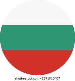The flag of Bulgaria. Button flag icon. Standard color. Circle icon flag. Computer illustration. Digital illustration. Vector illustration.