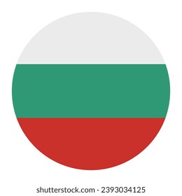 La bandera de Bulgaria. Icono de indicador de botón. Color estándar. Indicador de icono de círculo. Ilustración del equipo. Ilustración digital. Ilustración vectorial.