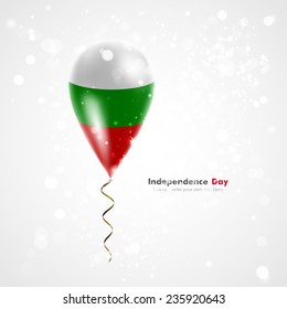 Flag of Bulgaria. Celebration and gifts. Ribbon in the colors are twisted under the balloon. Independence Day. Balloons on the feast of the national