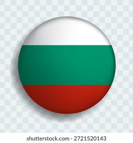 Flag of Bulgaria circle button with shadow. flag icon. 3d icon