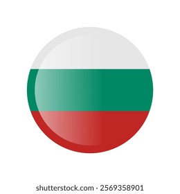 The flag of bulgaria. Circle icon flag. Button flag icon. Standard color. 3d illustration. glossy circle badge	