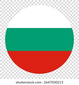 Flag of Bulgaria. Bulgaria circle flag logo icon computer vector illustration design. Transparent checkerboard background.
