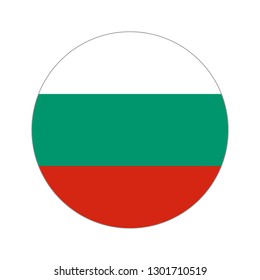 Flag of Bulgaria. Circular icon on white background, vector illustration.