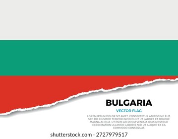 Flag of Bulgaria. Creative Torn Paper Edge Effect on Transparent Background with jagged irregularities. A three-dimensional appearance with realistic shadows, as it if had been ripped to reveal a white surface beneath