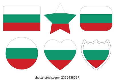 Flag of Bulgaria in design shape set.