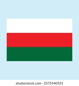 Flag of Bulgaria. Horizontal tricolor white, green, red. National symbol of the country. 