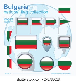  Flag of Bulgaria, icon collection, vector illustration