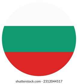 The flag of Bulgaria. Flag icon. Standard color. Round flag. Computer illustration. Digital illustration. Vector illustration.