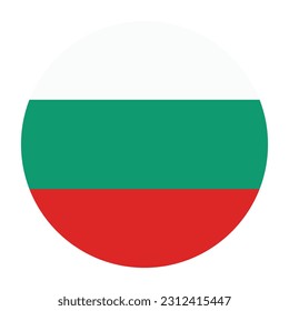The flag of Bulgaria. Flag icon. Standard color. Round flag. Computer illustration. Digital illustration. Vector illustration.