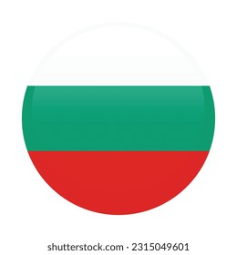 The flag of Bulgaria. Flag icon. Standard color. A round flag. 3d illustration. Computer illustration. Digital illustration. Vector illustration.