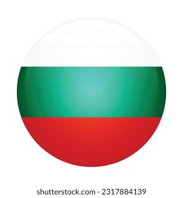 The flag of Bulgaria. Flag icon. Standard color. The round flag. 3d illustration. Computer illustration. Digital illustration. Vector illustration.