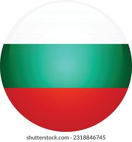 The flag of Bulgaria. Flag icon. Standard color. The round flag. 3d illustration. Computer illustration. Digital illustration. Vector illustration.