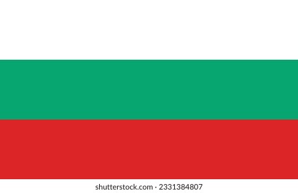 Die Flagge Bulgariens. Flaggensymbol. Standardfarbe. Standardgröße. Eine rechteckige Flagge. Computergrafik. Digitale Illustration. Vektorgrafik.