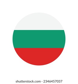 The flag of Bulgaria. Flag icon. Standard color. Circle icon flag. Computer illustration. Digital illustration. Vector illustration.