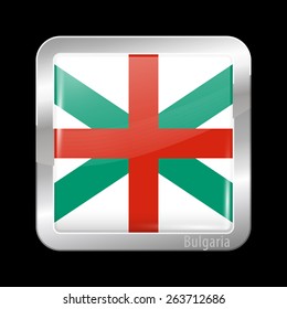 Flag of Bulgaria. Metal Icons Square Shape. This is File from the Collection European Flags