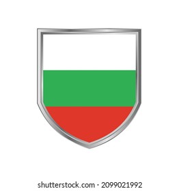 Bandera de Bulgaria con marco de escudo metálico