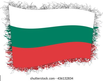Flag of Bulgaria (officially the Republic of Bulgaria). Vector illustration of a stylized flag. Shaggy edge.