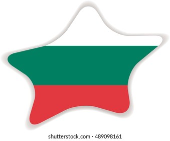 Flag of Bulgaria, officially the Republic of Bulgaria. Vector illustration of a stylized flag. Star with shadow. Element for infographics.