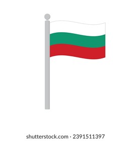 Flag of Bulgaria on flagpole isolated