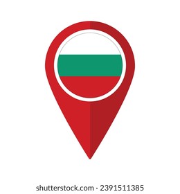 Flag of Bulgaria flag on map pinpoint icon isolated red color