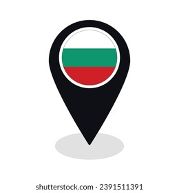 Flag of Bulgaria flag on map pinpoint icon isolated black color