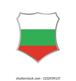 Bandera de Bulgaria con marco de escudo plateado