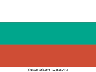 Flag of Bulgaria with three horizontal stripes in white, green and red