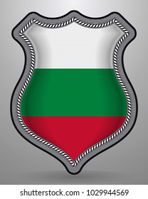 Flag of Bulgaria. Vector Badge and Icon with Central Glossy National Symbol