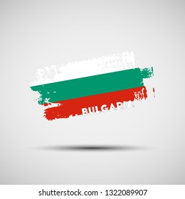 Flag of Bulgaria. Vector illustration of grunge brush stroke with Bulgarian national flag colors for your graphic and web design