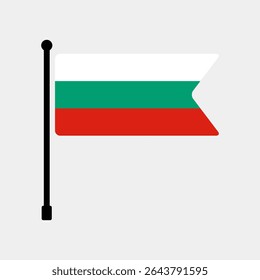 Bandera de Bulgaria. Diseño de icono de Ilustración vectorial de bandera de Bulgaria. Icono de bandera de asta de bandera.