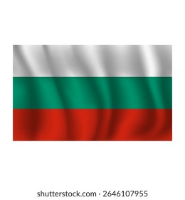 Bandeira da Bulgária ondulada flui ao vento, com dobras 3d