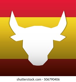 Flag and bull icon. Spain europe travel and landmark theme. Colorful design. Vector illustration