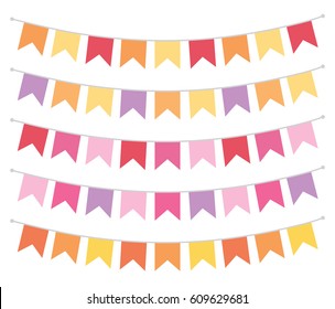 Flag Bunting Banner Spring Summer Pinks Golds and Purples