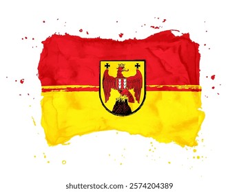 Flag of Burgenland, brush stroke background. Flag Burgenland of Austria on white background. Watercolor style for your design.  EPS10.