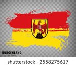 Flag of Burgenland brush strokes. Waving flag of  Burgenland on transparent background for your web site design, app, UI. Austria. EPS10.