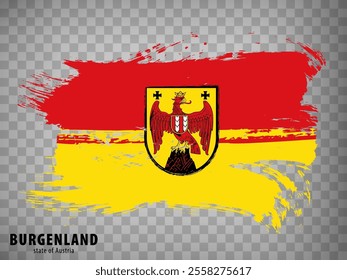 Flag of Burgenland brush strokes. Waving flag of  Burgenland on transparent background for your web site design, app, UI. Austria. EPS10.