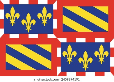 Flag of Burgundy. Colored flag of the region of France. State symbol of Burgundy.