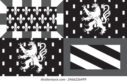 Flag of Burgundy-Free-County province in white, grey and black color. Vector illustration