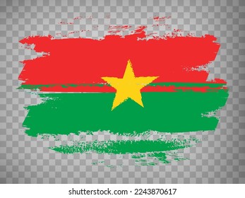 Flag of  Burkina Faso brush stroke background.  Flag Burkina Faso on transparent background for your design, app, UI.  Stock vector. EPS10.