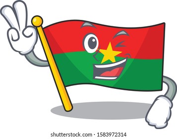 Flag burkina faso Character cartoon style with two fingers