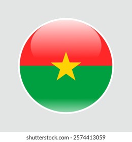 The flag of burkina faso. Circle icon flag. Button flag icon. glossy circle badge. 3d illustration. 