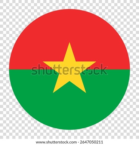 Flag of Burkina Faso. Burkina Faso circle flag logo icon computer vector illustration design. Transparent checkerboard background.