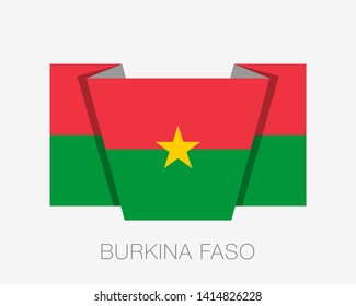 Flag of Burkina Faso. Flat Icon Waving Flag with Country Name on White Background