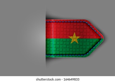 Flag of Burkina Faso in the form of a glossy textured label or bookmark. Vector illustration.