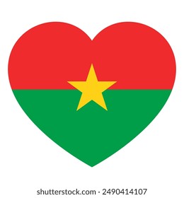 flag of Burkina Faso in form of heart, symbol of love